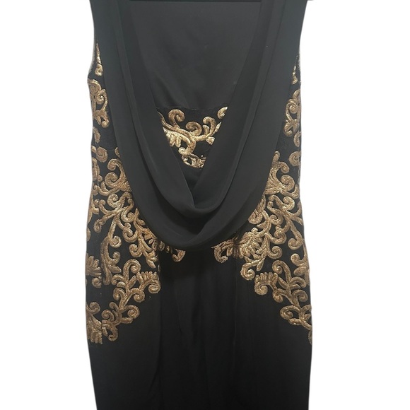 Tadashi Shoji Black Dress with Gold Embroidery - Picture 6 of 7